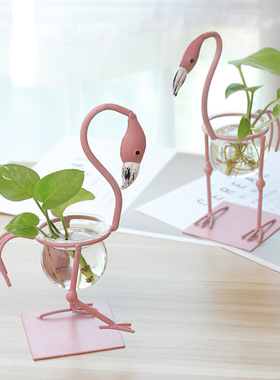 北欧火烈鸟水培花瓶摆件花瓶水培绿萝容器客厅装饰办公室桌面摆设