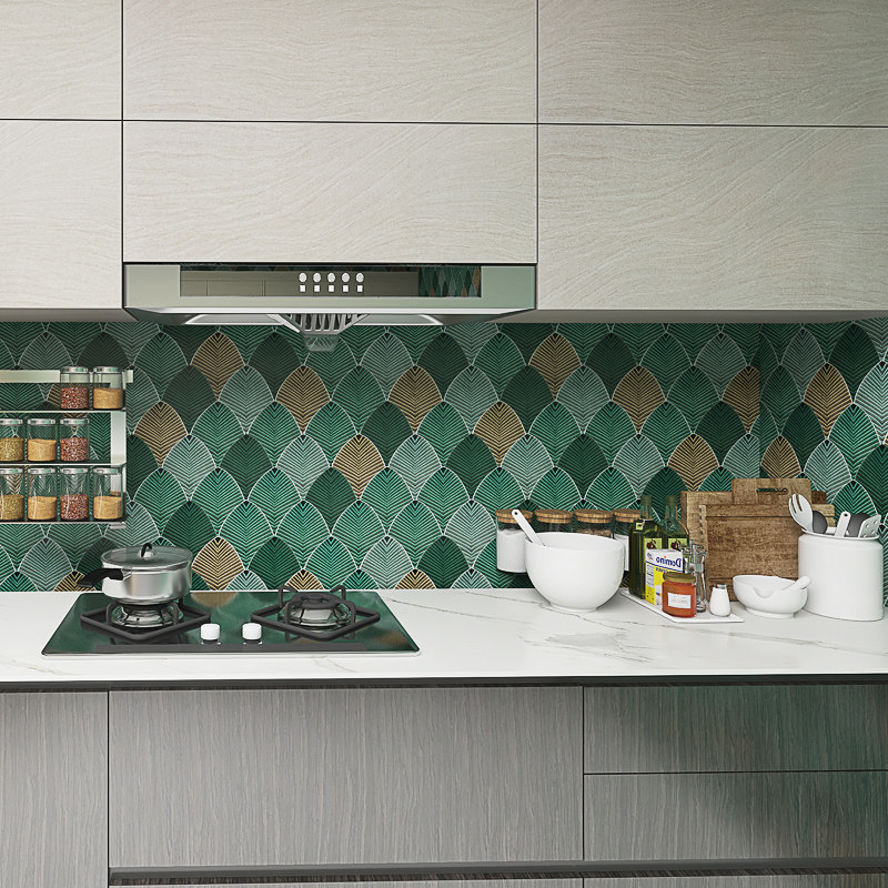 厨房防油烟贴纸防水耐高温卫生间浴室瓷砖墙纸自粘北欧风绿色墙贴,家居饰品,软装墙贴,淘宝优惠券,粉丝福利购,淘宝优惠卷
