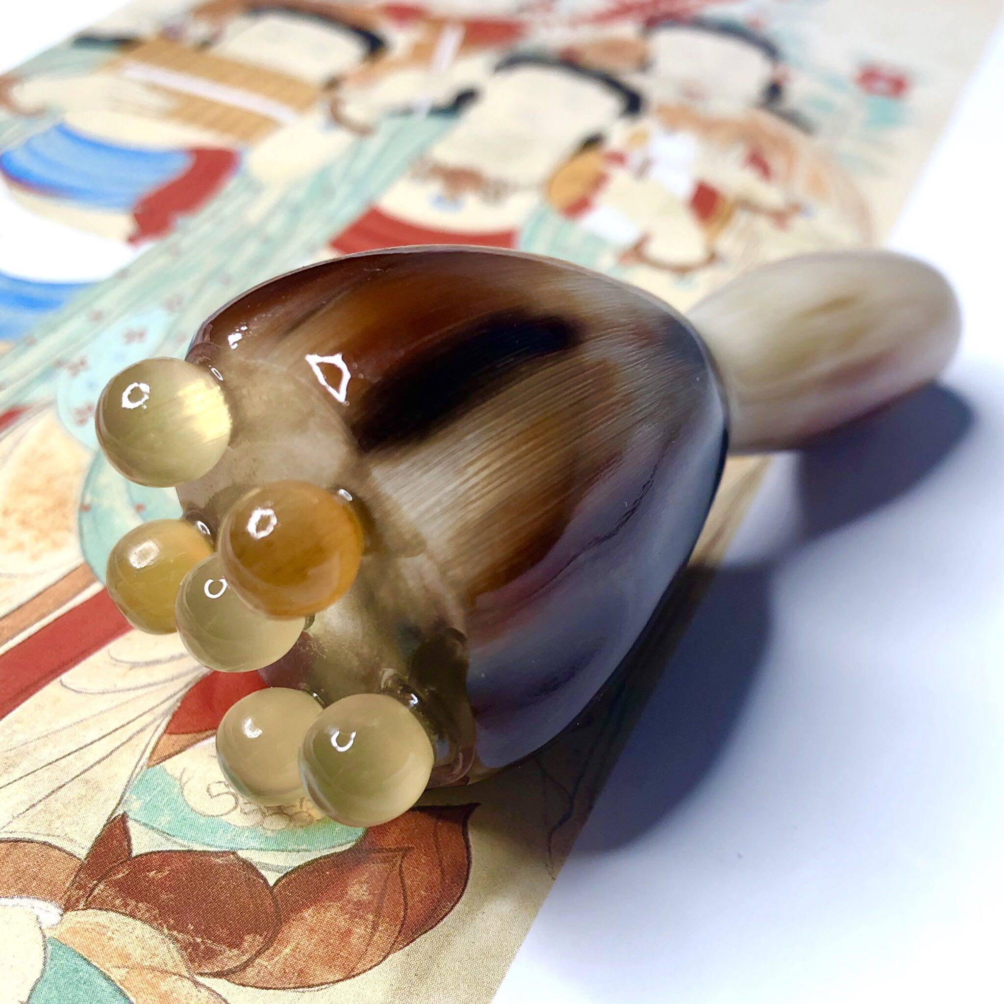 天然牦牛角美颜棒面部板刮痧拨筋棒莲蓬