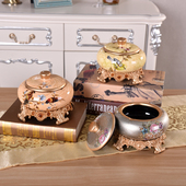 饰茶几 客厅装 欧式 复古陶瓷带盖子烟灰缸大号现代创意个性