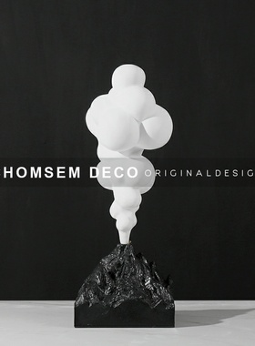 简约抽象创意黑白艺术软装饰品摆件售楼处样板房.间客厅摆设