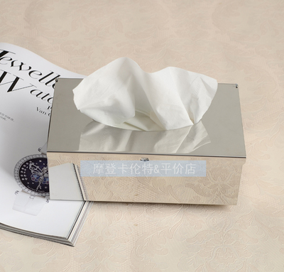 不锈钢方形台面抽纸盒 餐桌纸巾盒 餐巾盒卧室客厅会所酒店抽纸盒