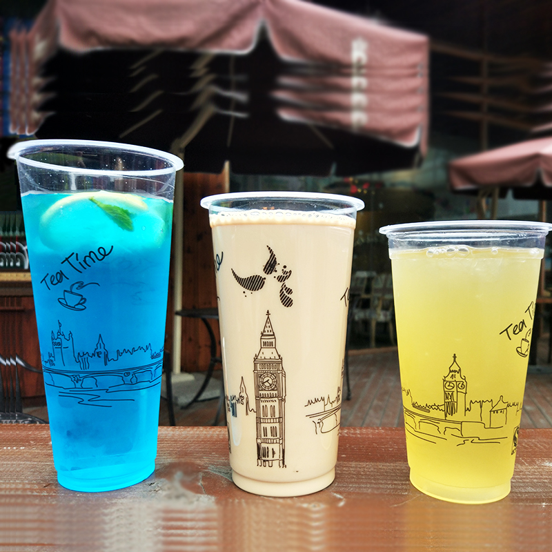 90口370/420/500/550/600/700地下铁一次性果汁奶茶塑料杯1000只