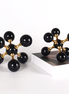 简约现代轻奢创意家居样板房桌面装饰品大理石P水晶分子结构球摆