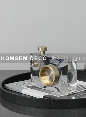 现代创意水晶相机摆o件样板房间桌面博古架软装饰品售楼处家居摆