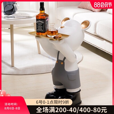 创意客厅大型暴力熊落地摆件家居电视柜旁托盘装饰品轻奢乔迁礼物