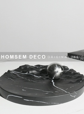 简约现代托盘摆件软装饰品样板间A酒店售楼处收纳果盘桌面艺术摆