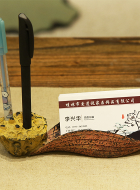 高档创意多功能名片盒个r性家居装饰品摆件办公名片盒创意笔插礼