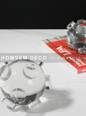 现代简约轻奢水晶玻璃球s摆件样板房创意软装饰品家居客厅桌面摆