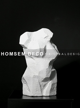 现代抽象女人物半身雕塑软装饰品A样板房间售楼处办公室玄关柜摆