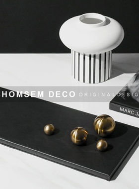 现代轻奢几何艺术l金属圆球摆件样板房间软装饰品家居办公桌面托