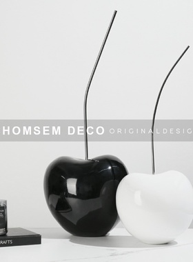 现代简约艺术樱桃创意摆r件样板房间软装饰品家居客厅壁柜酒柜摆