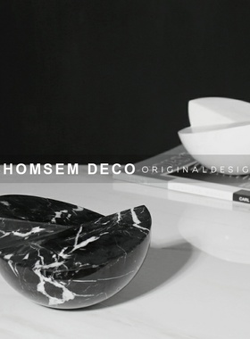 现代大理石纹路扭转半球摆件家居客厅桌面电视Q柜创意软装饰品摆