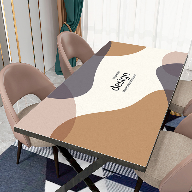 北欧皮革桌布油烫免洗ins餐桌布PV加厚皮革桌垫茶几垫布