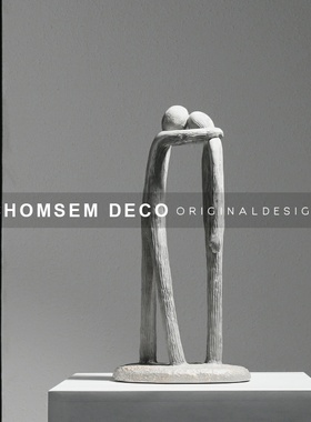 简约现代创意艺术树脂抽象人物情侣雕塑摆N件样板房间电视柜摆设