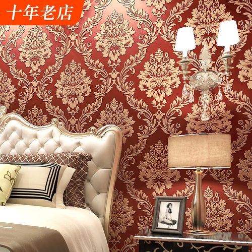 欧式奢华卧室家用无纺布r墙纸高档美容院大气3d立体客厅背景墙壁