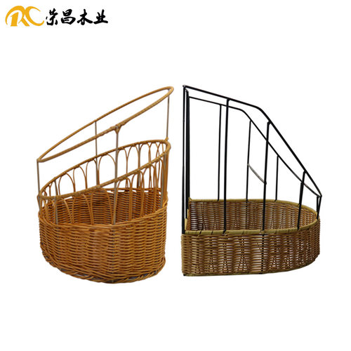 工业风法棍筐烘焙软装面包店陈列道具面包篮柳编仿藤厂家