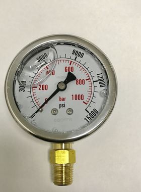 1000公斤压力表 直径60mm 耐震压力表 0-1000bar 15000psi ZG1/4