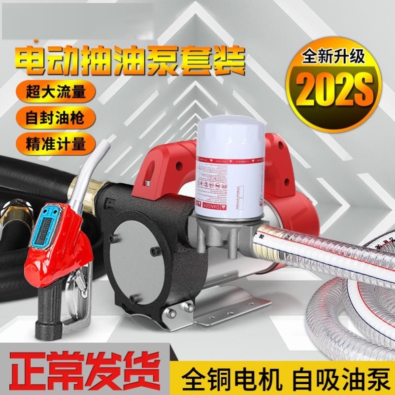 电动抽油泵12V24V伏抽油器加油机柴油泵加油自封枪带计量组合套装