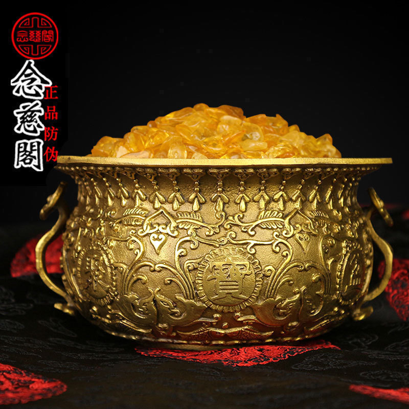 聚宝盆摆件纯铜家用铜盆客厅玄关卧室家居K装饰品店铺公司开业乔