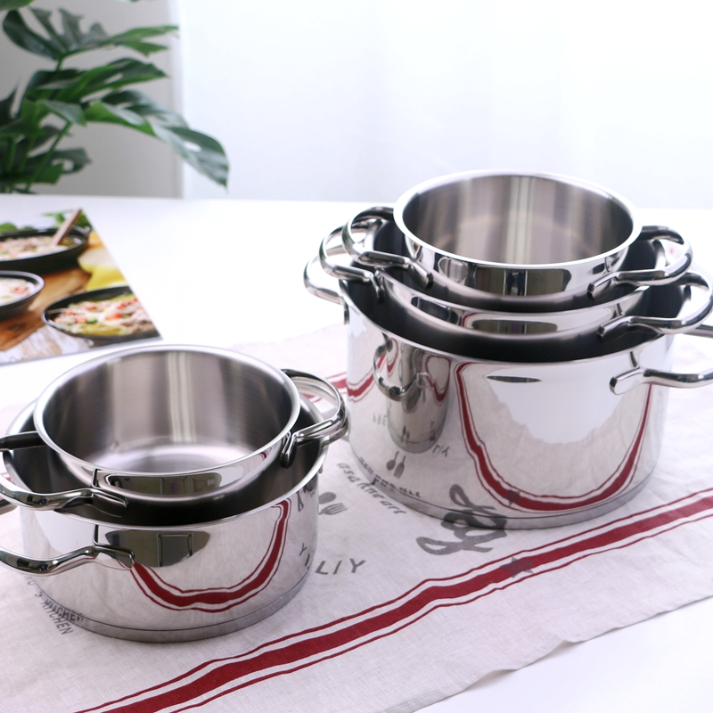 多尺寸 304不锈钢汤锅奶锅热奶小火锅C加厚复合底电磁炉16/20/24c