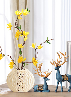 新中式鹿摆件装饰品创意室内花瓶客厅房I间卧室工艺品乔迁送礼物
