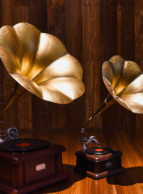 复古留声机欧式摆件 创意铁v艺唱片机模型 家居摆件装饰金属工艺