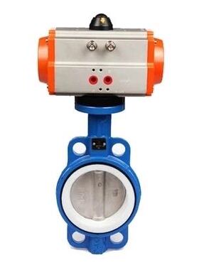 江苏锡阀/气动对夹式蝶阀气动四氟蝶阀D671F-16蒸汽耐酸蝶阀