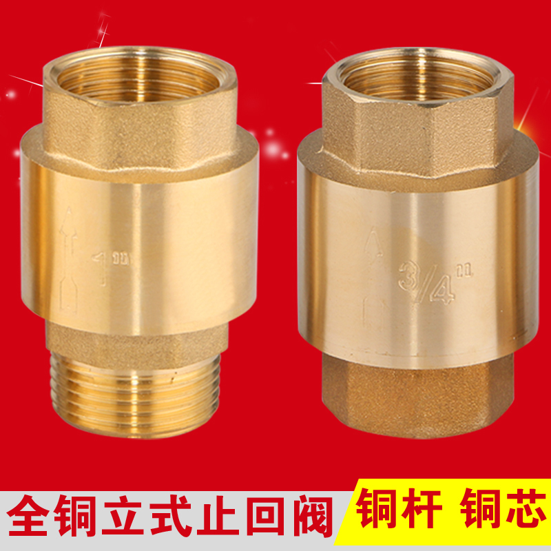 全铜立式止回阀 水表弹簧单向阀内外丝立式止回阀4分6分1寸铜阀门