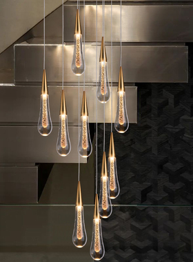 水滴吊灯流星雨长水晶球艺术楼梯间橱窗ledN简约餐厅水吧台小吊灯