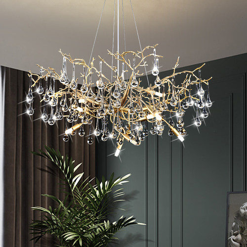 后现代全铜轻奢水晶吊灯树枝灯客厅餐厅卧室吊灯创意简约大气奢华