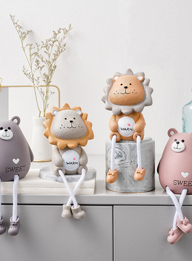 家居装饰品田园工艺摆件 情侣吊A萌创意吊脚树脂娃娃 隔板礼物摆