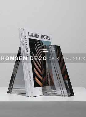 现代轻奢书房样板间n水晶书挡摆件售楼处客厅玄关酒柜边柜简约书