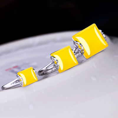 S925银戒指空托女镶嵌玉石蜜蜡琥珀方戒托11*11 15*15 S8*8  13*1