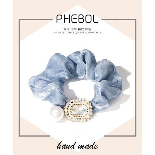 菲啵尔水晶珍珠吊坠珠光大肠发圈肥肠发绳气质淑R女头绳百搭扎马