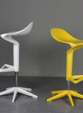 北欧吧椅升降家用橙色高脚凳v轻奢伸缩吧凳现代简约前台椅汤勺吧