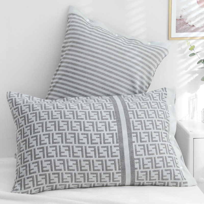 一对装纯棉枕套全棉时尚花色水洗棉E纯棉纱布柔软透气冬季大号加