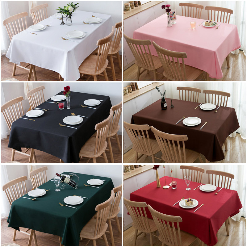 白色纯色桌布布艺酒店西餐婚庆会议宴会圆桌欧式拍照背景餐厅桌布 - 封面