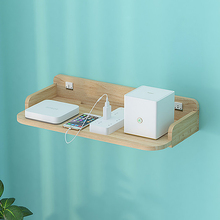 实木免打孔d墙壁挂式wifi电视机顶盒置物架客厅卧室放路由器收纳