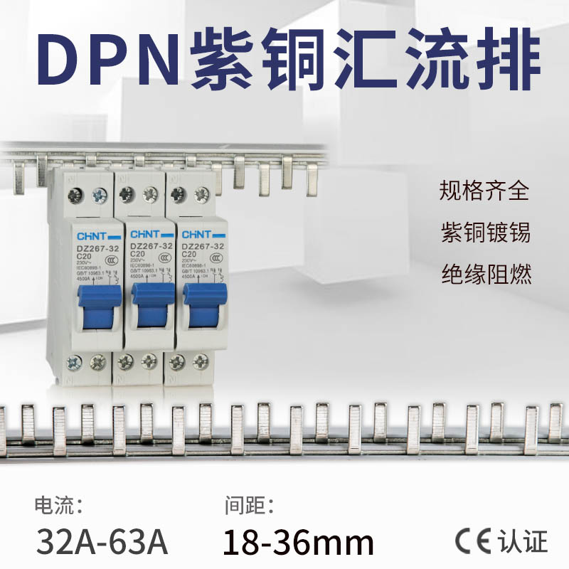 1P+N漏电断路器25A32A4v0A50A63A空气开关DPN单P两极紫铜汇流排