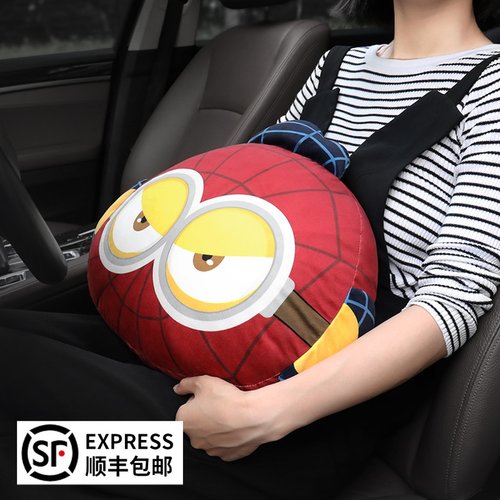卡通汽车车内抱枕车用一对腰靠垫车载护腰枕四件套车上靠枕车用品