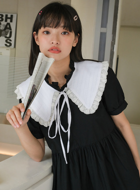 尔给2021新款学生少女白色肩搭荷E叶边小披肩夏季假领子配饰假衣