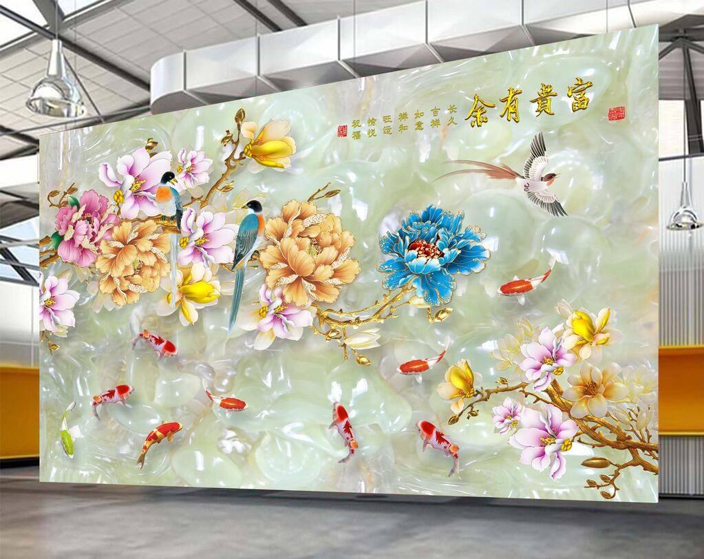 定制 瓷砖电视背景墙 3d现代简约玄关沙发背景墙 镶金雕刻微晶石