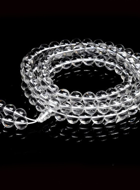 天然 白水晶手链 108颗白水晶佛珠手串 多圈108粒白水晶手排