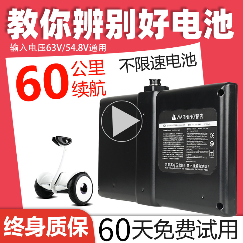 小米9号平c衡车电池54v63v三孔四孔电瓶通用阿尔郎锂电池36v原装