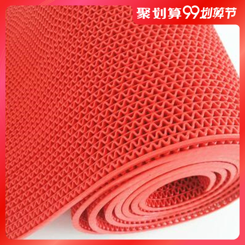 浴室垫食堂卫生间防滑垫防水红色塑料地毯镂空橡胶垫厕所过道地垫