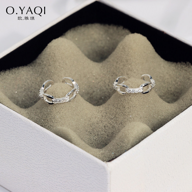 通体925银简约无耳洞耳夹微镶闪锆连环耳骨夹时尚耳饰个性女0101,饰品/流行首饰/时尚饰品新,耳夹,淘宝优惠券,粉丝福利购,淘宝优惠卷