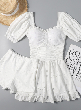 泳衣2021新款女裙式连体大胸y小胸钢托聚拢显瘦遮肚保守温泉游泳