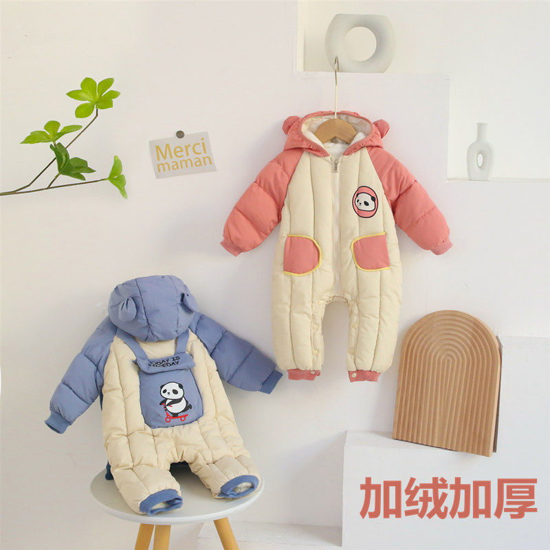 新生婴幼儿服女宝宝连体衣男童加绒套装爬爬服哈衣外Y出周岁抱衣