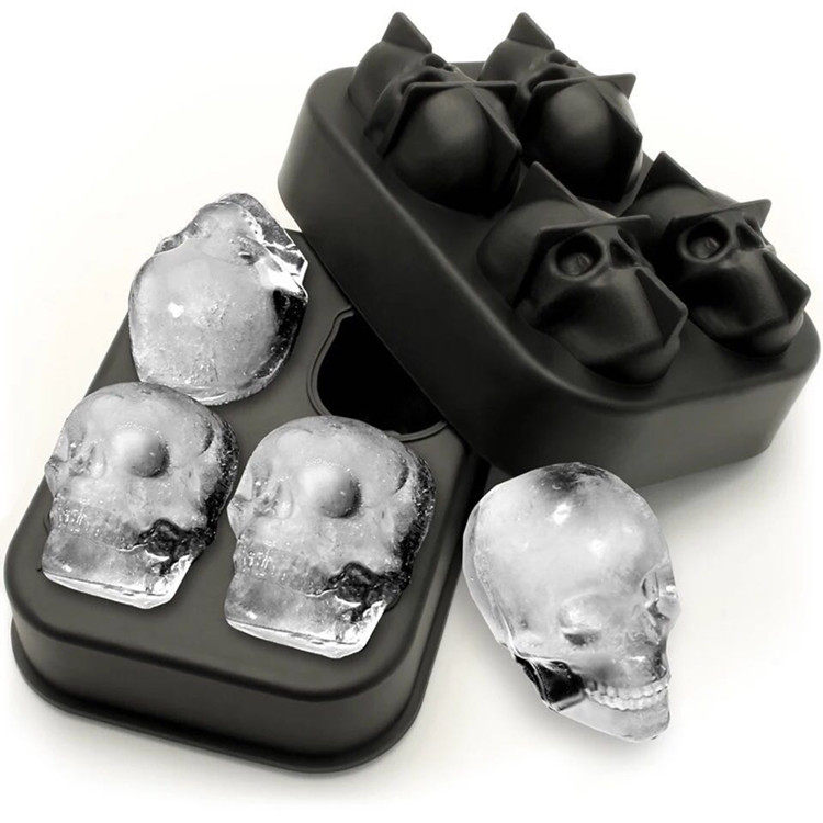 骷髅头冰格创意硅胶个性酒吧冰球冰块模具头骨冰模制冰盒ice mold